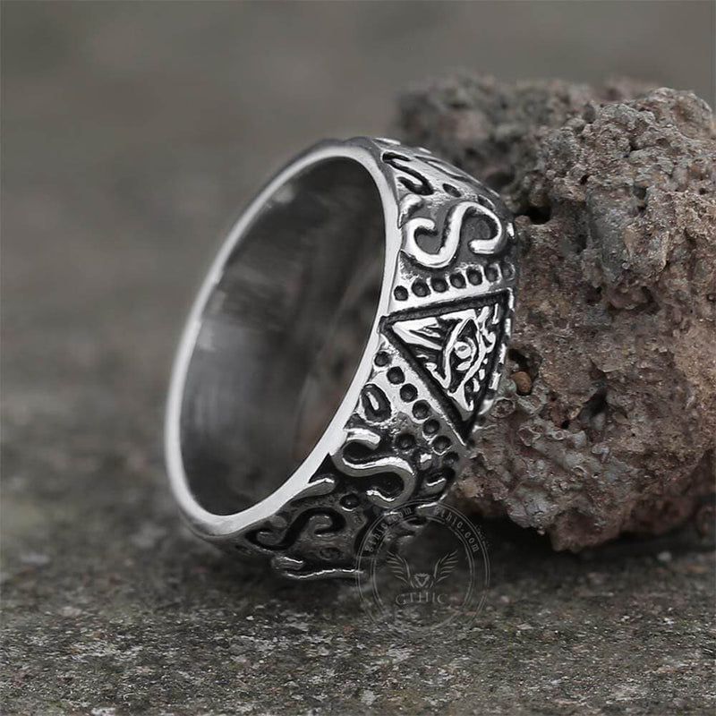 Triangle Eye of Providence Stainless Steel Masonic Ring 05 | Gthic.com