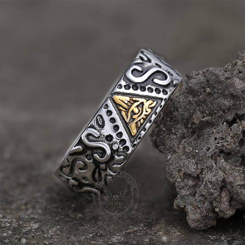 Triangle Eye of Providence Stainless Steel Masonic Ring 04 | Gthic.com
