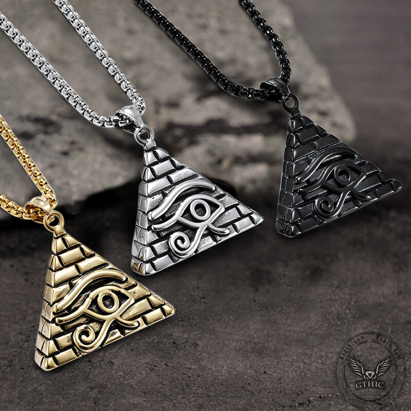 Triangle Pyramid Eye of Ra Stainless Steel Pendant | Gthic.com