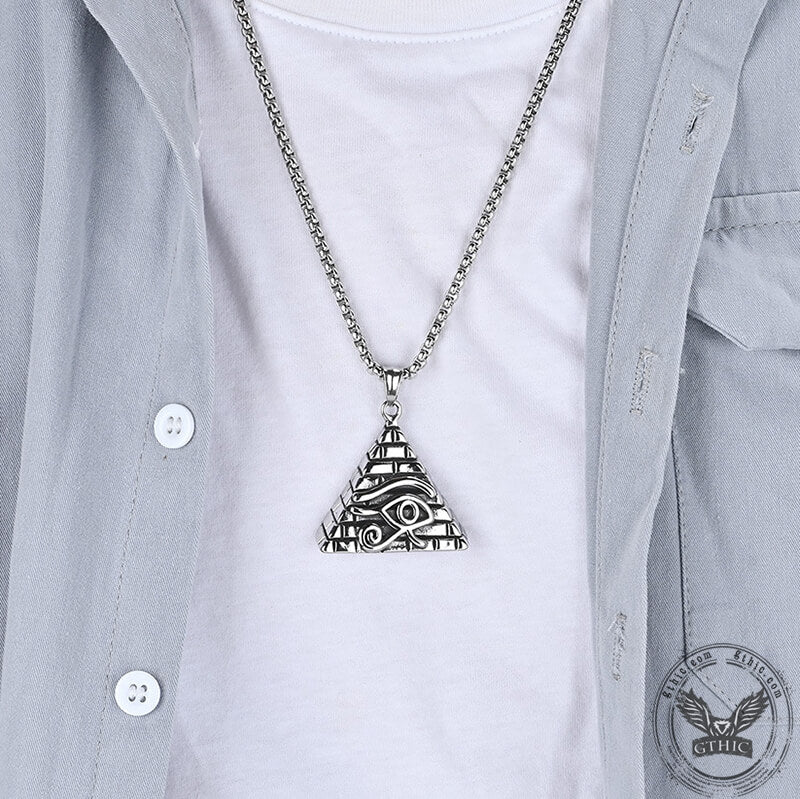 Triangle Pyramid Eye of Ra Stainless Steel Pendant | Gthic.com