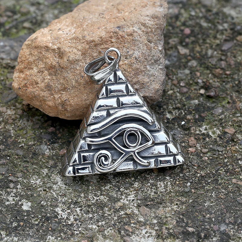 Triangle Pyramid Eye of Ra Stainless Steel Pendant | Gthic.com