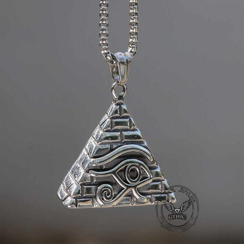 Triangle Pyramid Eye of Ra Stainless Steel Pendant | Gthic.com