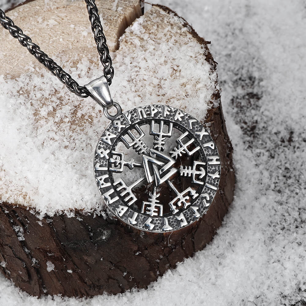 Triangle Valknut Compass Stainless Steel Viking Pendant | Gthic.com