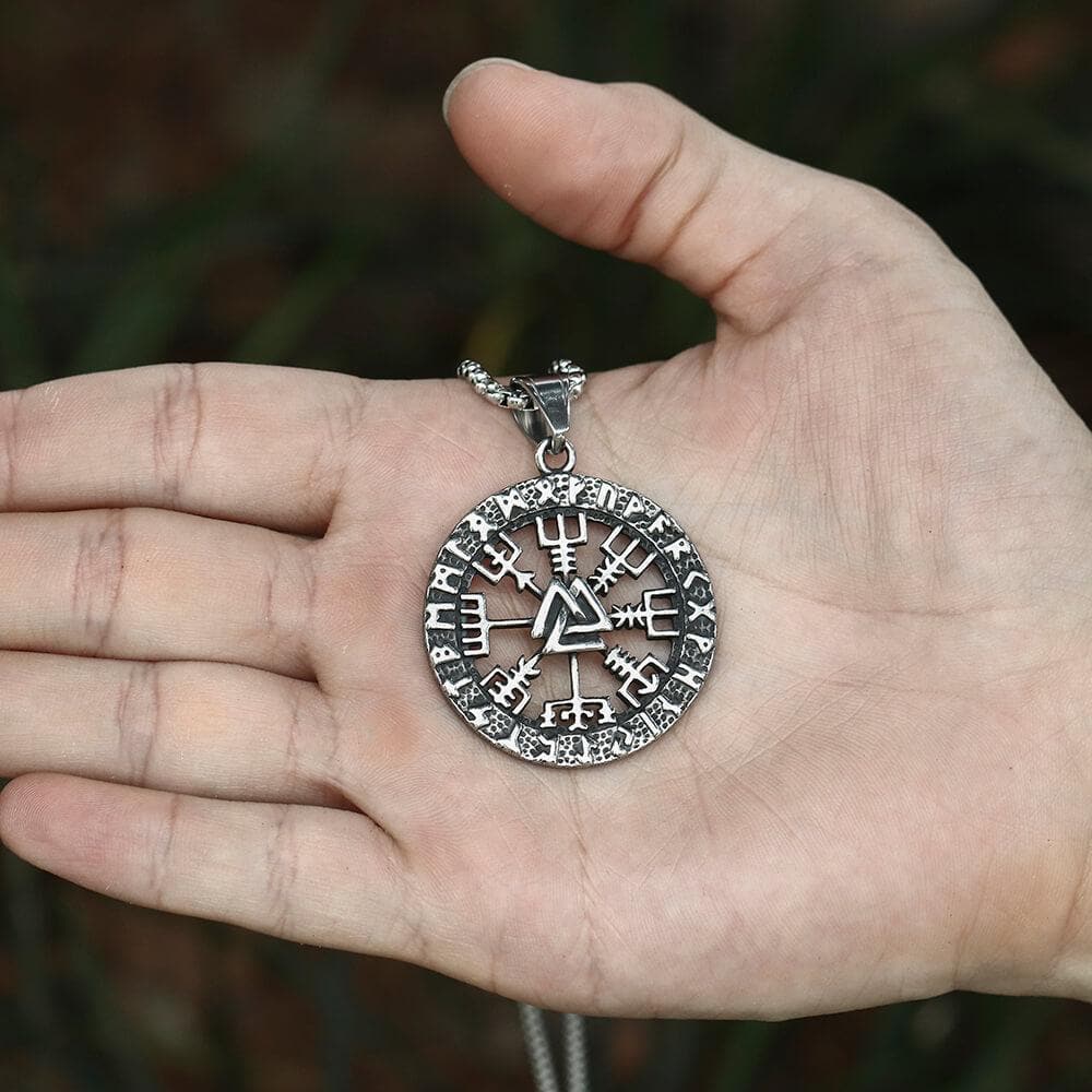 Triangle Valknut Compass Stainless Steel Viking Pendant | Gthic.com