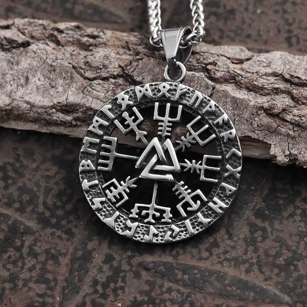 Triangle Valknut Compass Stainless Steel Viking Pendant | Gthic.com