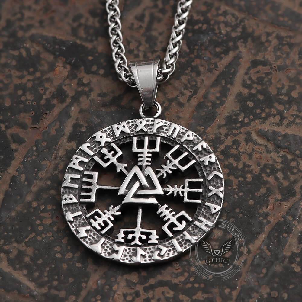 Pendentif Viking Triangle Valknut Compass en acier inoxydable