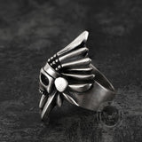 Tribal Chief Sterling Silver Skull Ring 03 | Gthic.com