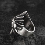 Tribal Chief Sterling Silver Skull Ring 04 | Gthic.com