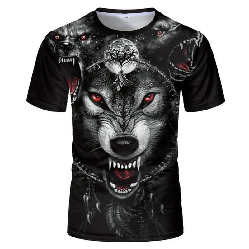 Tribal Wolf King Polyester Animal T-shirt | Gthic.com