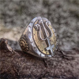 Trident of Poseidon Sterling Silver Petrine Cross Ring | Gthic.com