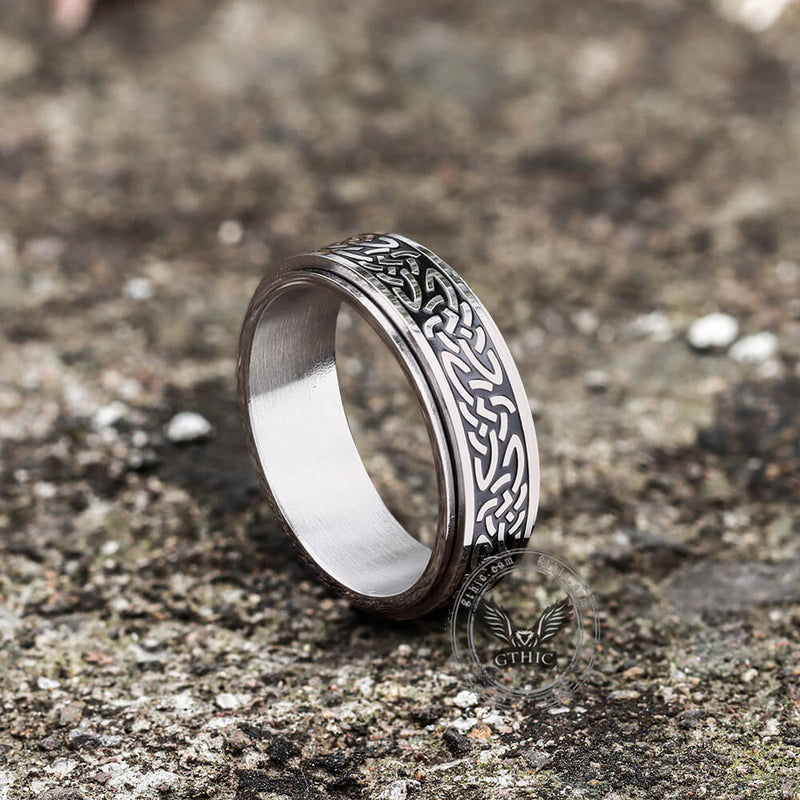 Triquetra Celtic Knot Stainless Steel Spinner Ring