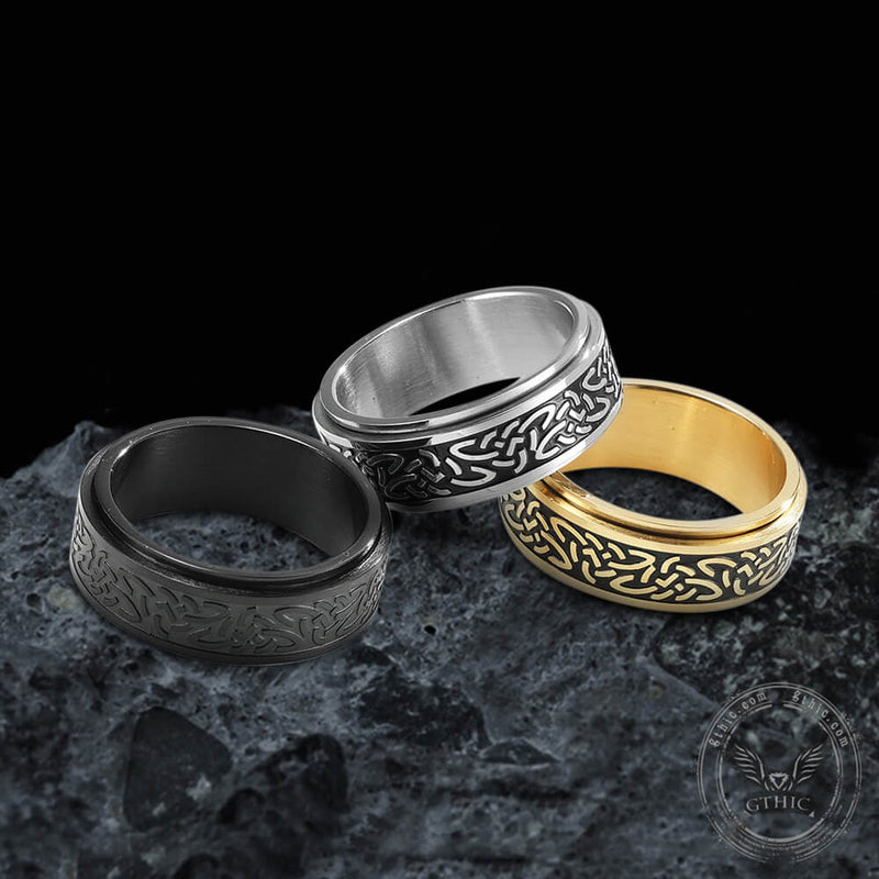 Triquetra Celtic Knot Stainless Steel Ring 02 | Gthic.com