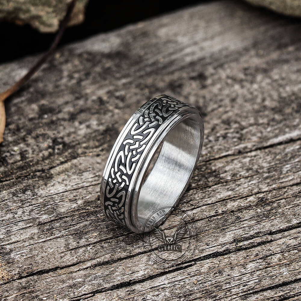 Triquetra Celtic Knot Stainless Steel Spinner Ring