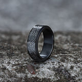 Triquetra Celtic Knot Stainless Steel Ring 01 Black | Gthic.com