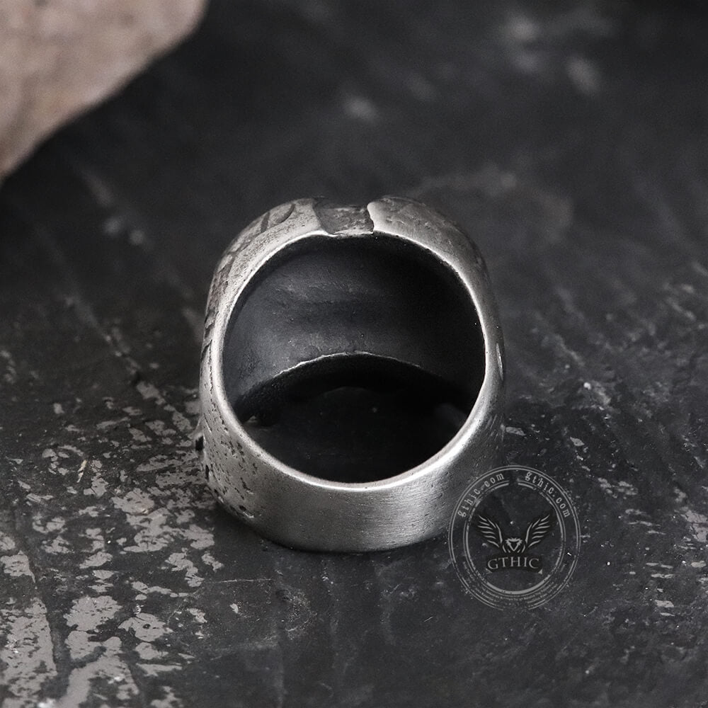 Ring mit Totenkopf aus Edelstahl mit zwei Gesichtern