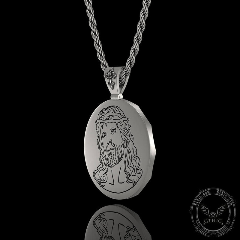 Two-sided Jesus Thorns Crown Sterling Silver Pendant