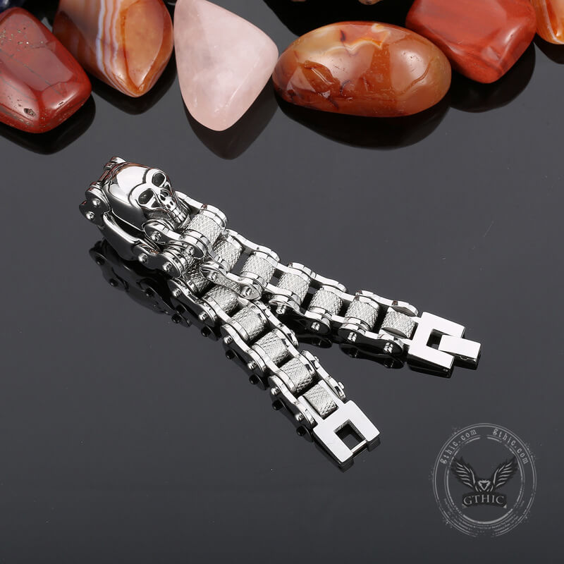 Bikerarmband van roestvrij staal met twee schedels