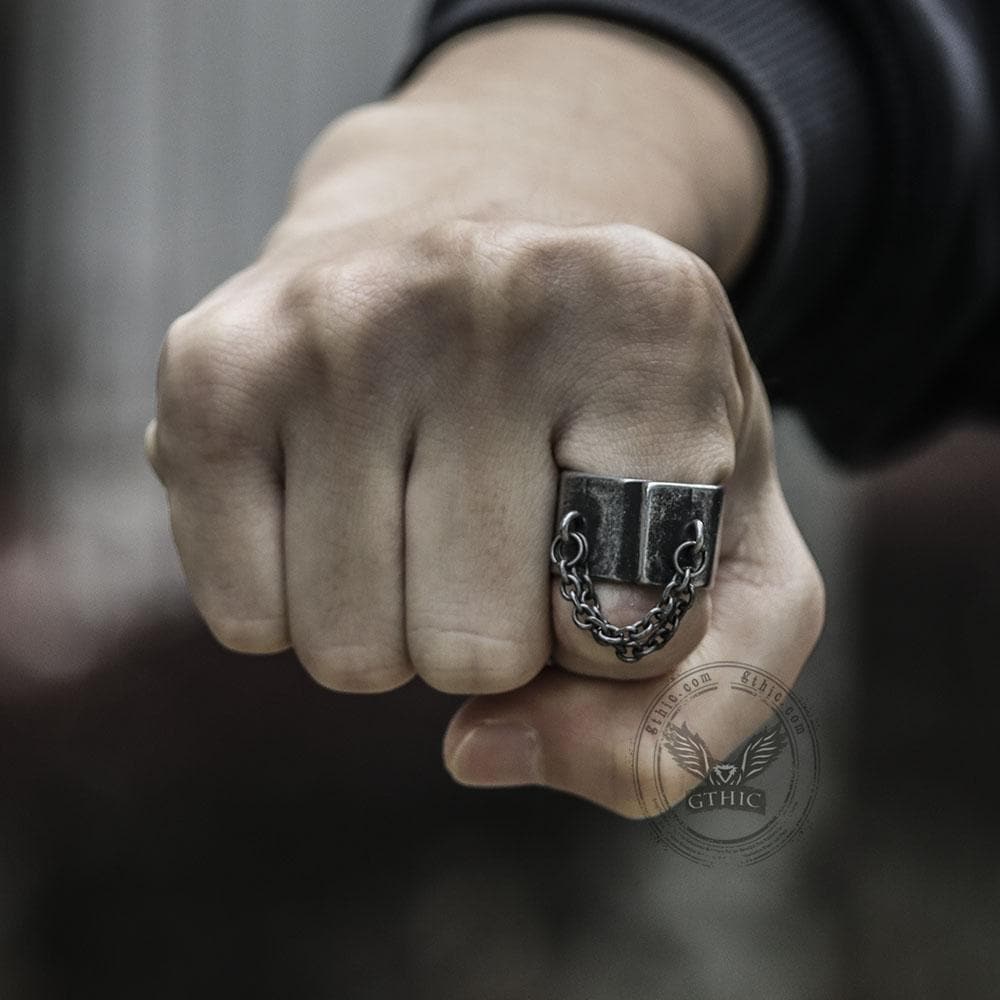 Unique Chain Stainless Steel Asymmetric Ring 02 | Gthic.com