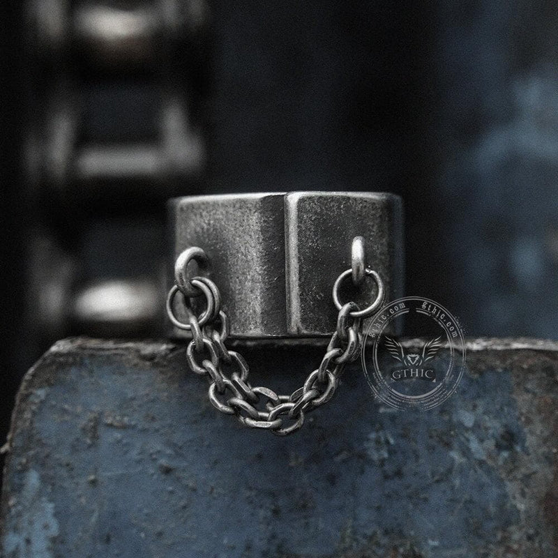 Unique Chain Stainless Steel Asymmetric Ring 01 | Gthic.com