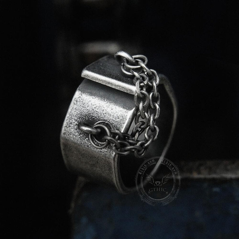 Unique Chain Stainless Steel Asymmetric Ring 03 | Gthic.com