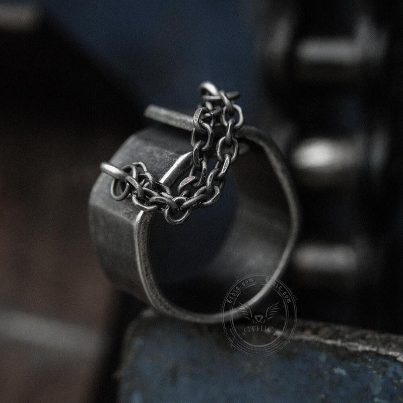 Unique Chain Stainless Steel Asymmetric Ring