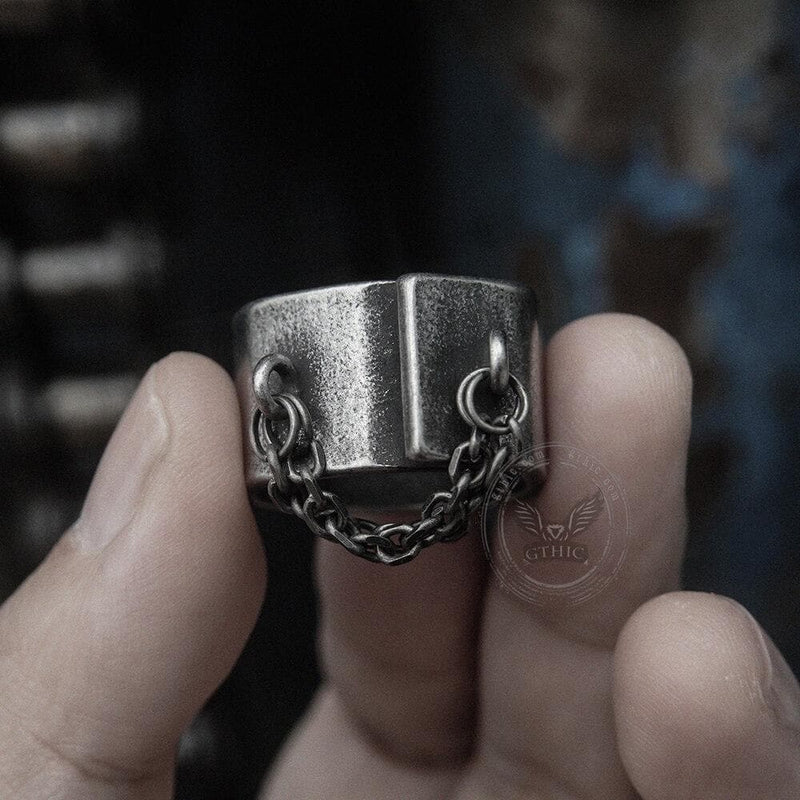 Unique Chain Stainless Steel Asymmetric Ring 04 | Gthic.com