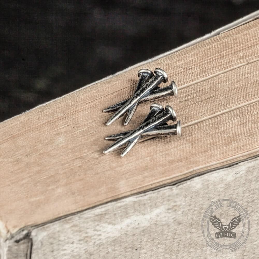 Unyielding Nails Sterling Silver Stud Earrings | Gthic.com