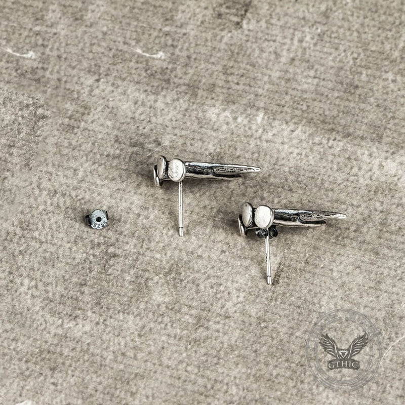 Unyielding Nails Sterling Silver Stud Earrings | Gthic.com