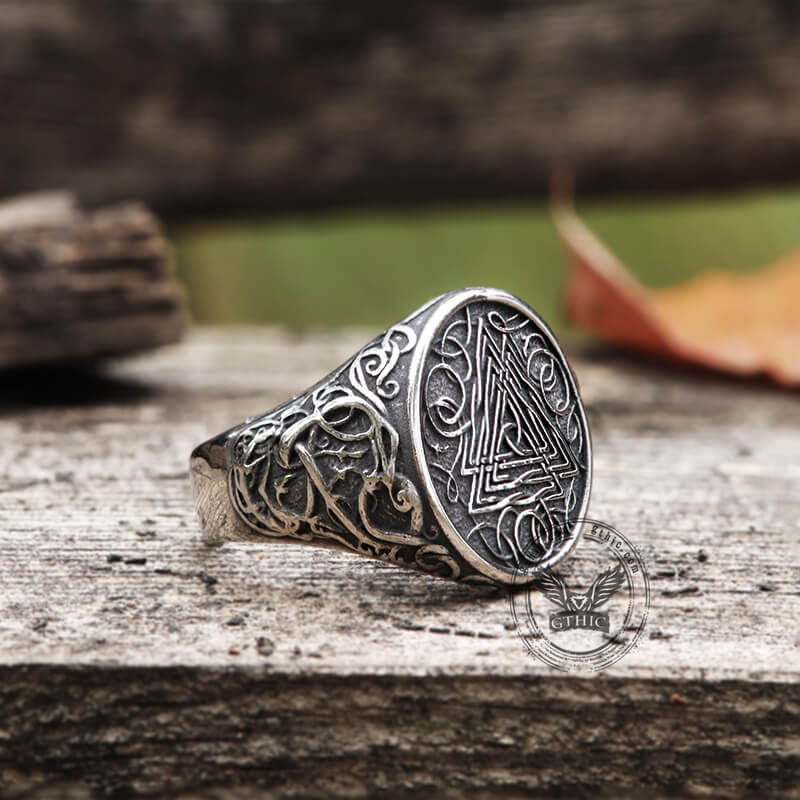 Urnes Valknut Stainless Steel Viking Ring | Gthic.com