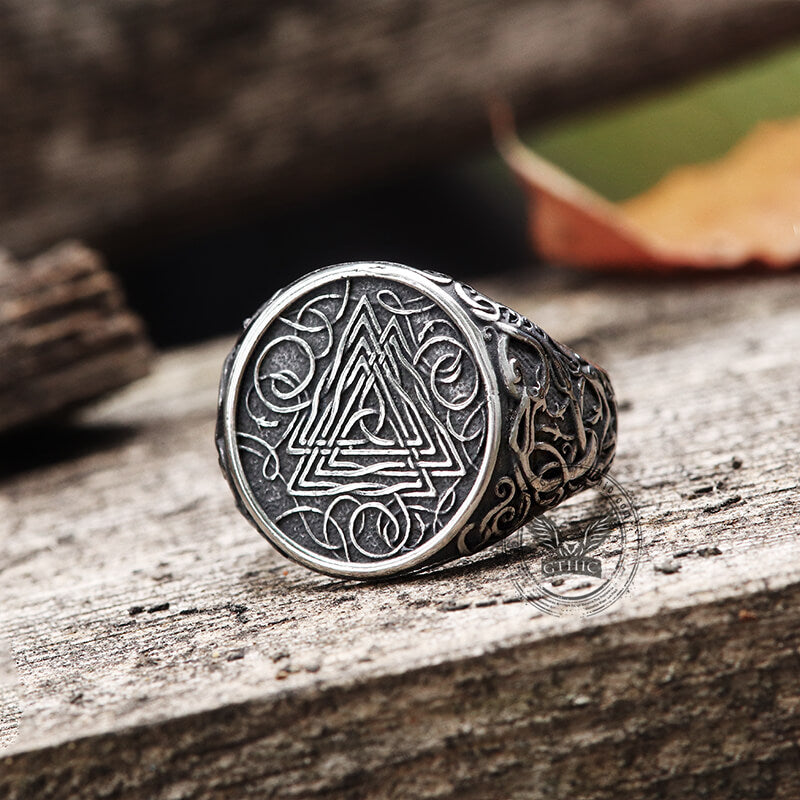 Urnes Valknut Stainless Steel Viking Ring | Gthic.com