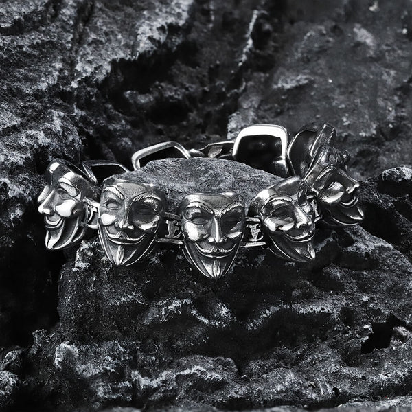 V for Vendetta Mask Stainless Steel Bracelet | Gthic.com