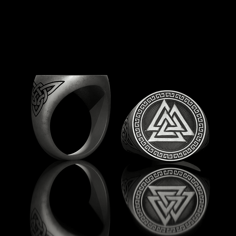 Valknut Celtic Triquetra Knot Sterling Silver Viking Ring | Gthic.com