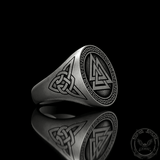 Valknut Celtic Triquetra Knot Sterling Silver Viking Ring | Gthic.com