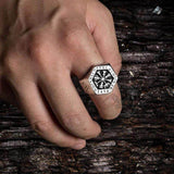Valknut Compass Stainless Steel Viking Ring 02 | Gthic.com