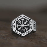 Valknut Compass Stainless Steel Viking Ring 03 | Gthic.com