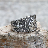 Valknut Raven Stainless Steel Viking Ring | Gthic.com