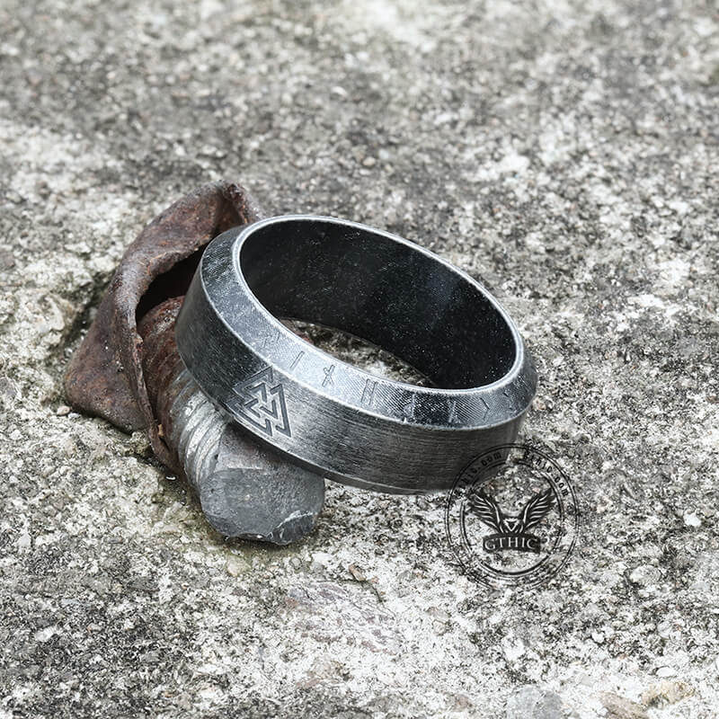 Valknut Runen Edelstahl Wikinger Ring
