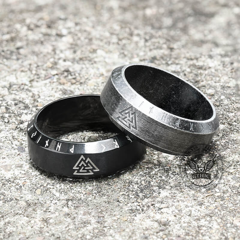Valknut Runes Stainless Steel Viking Ring | Gthic.com