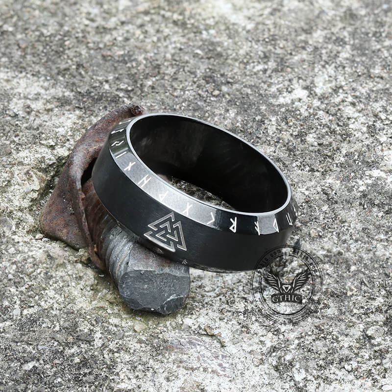 Valknut Runes Stainless Steel Viking Ring