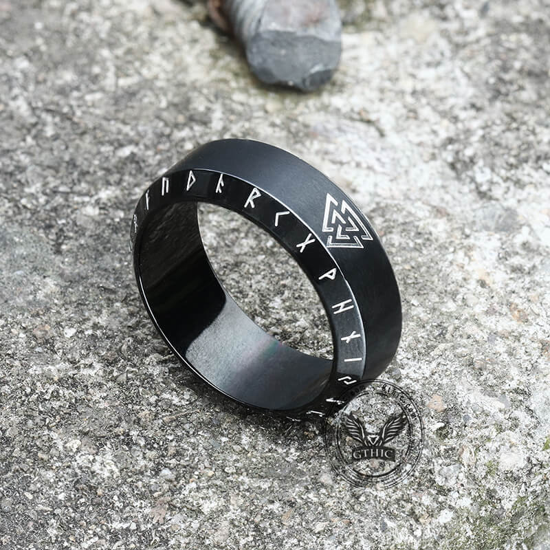 Valknut Runes Stainless Steel Viking Ring