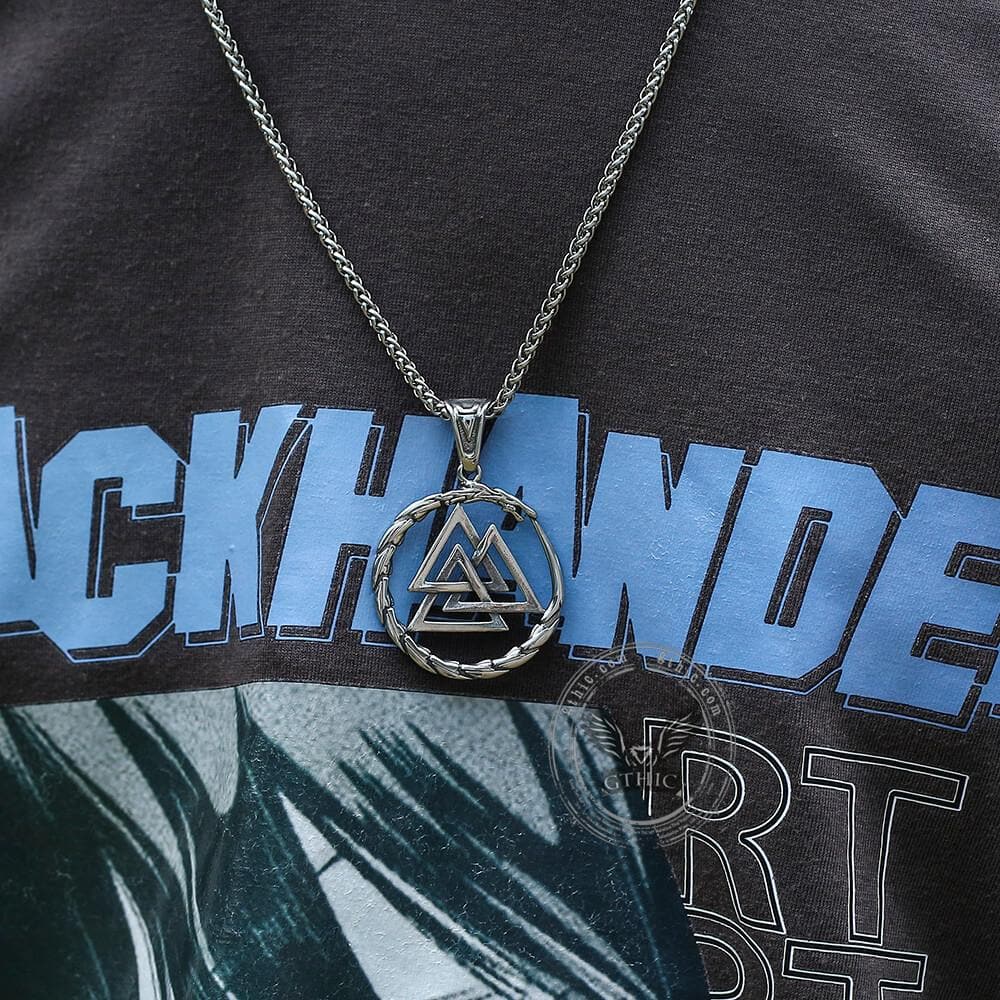 Valknut Stainless Steel Viking Dragon Pendant | Gthic.com