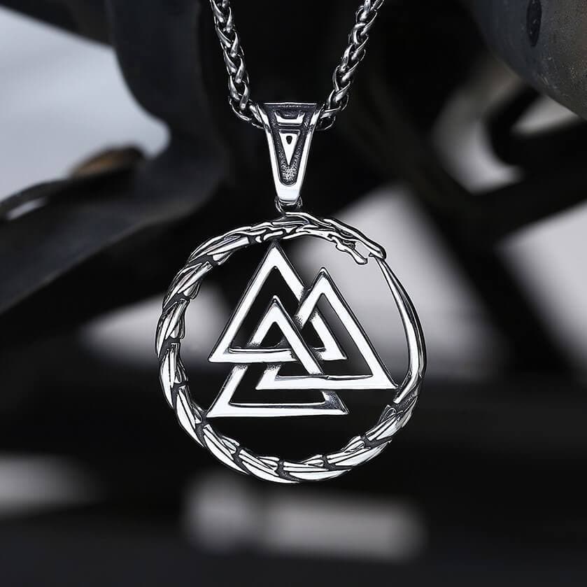 Valknut Stainless Steel Viking Dragon Pendant | Gthic.com