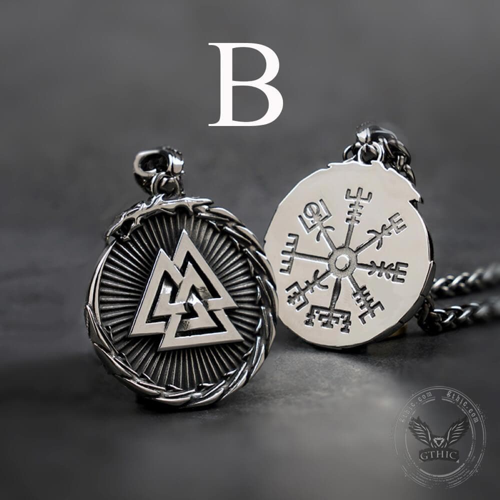 Valknut Stainless Steel Viking Dragon Pendant | Gthic.com
