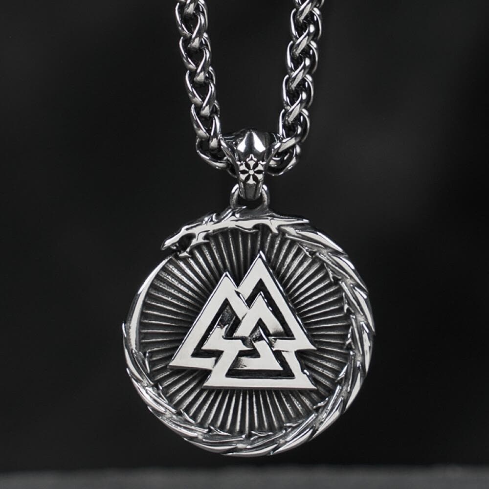 Valknut Stainless Steel Viking Dragon Pendant | Gthic.com