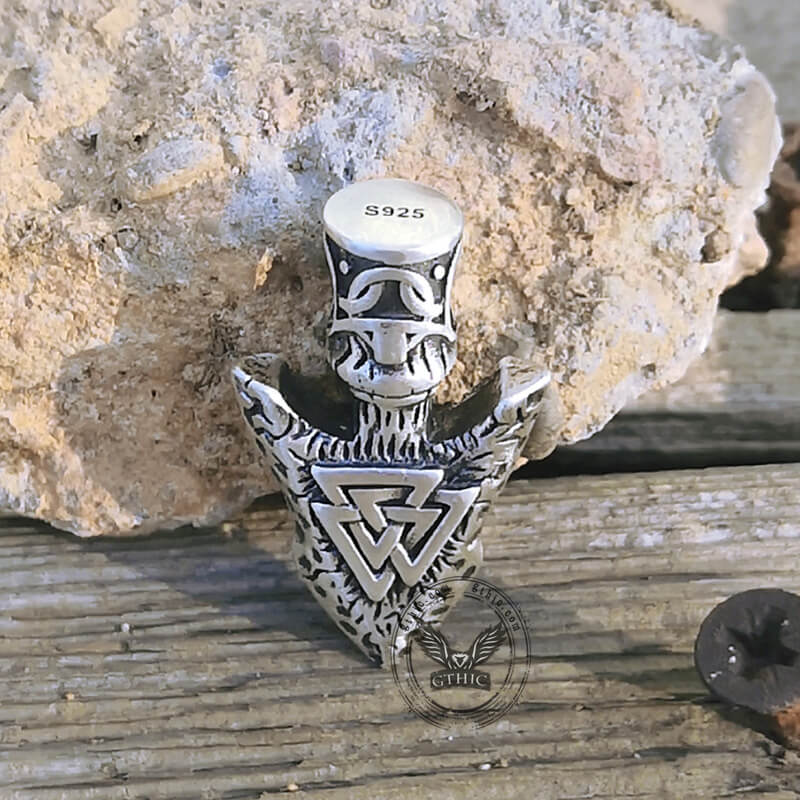 Valknut Stone Spear Sterling Silver Viking Pendant