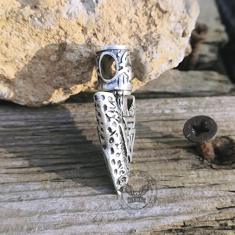 Valknut Stone Spear Sterling Silver Viking Pendant