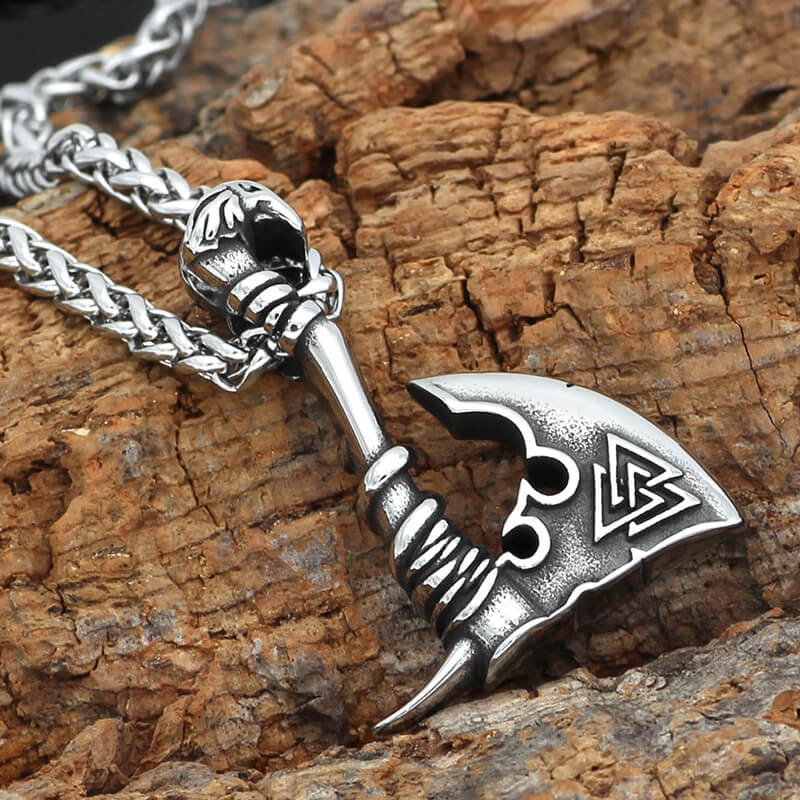 Valknut Symbol Axe Stainless Steel Viking Pendant | Gthic.com