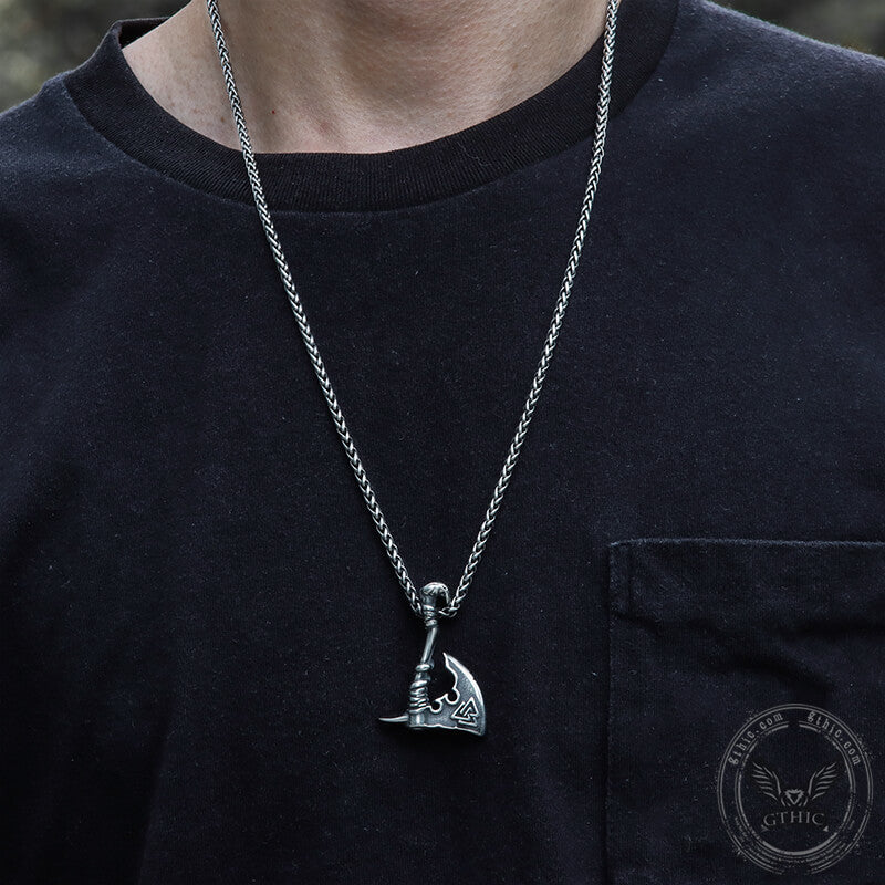 Valknut Symbole Axe Pendentif Viking en Acier Inoxydable