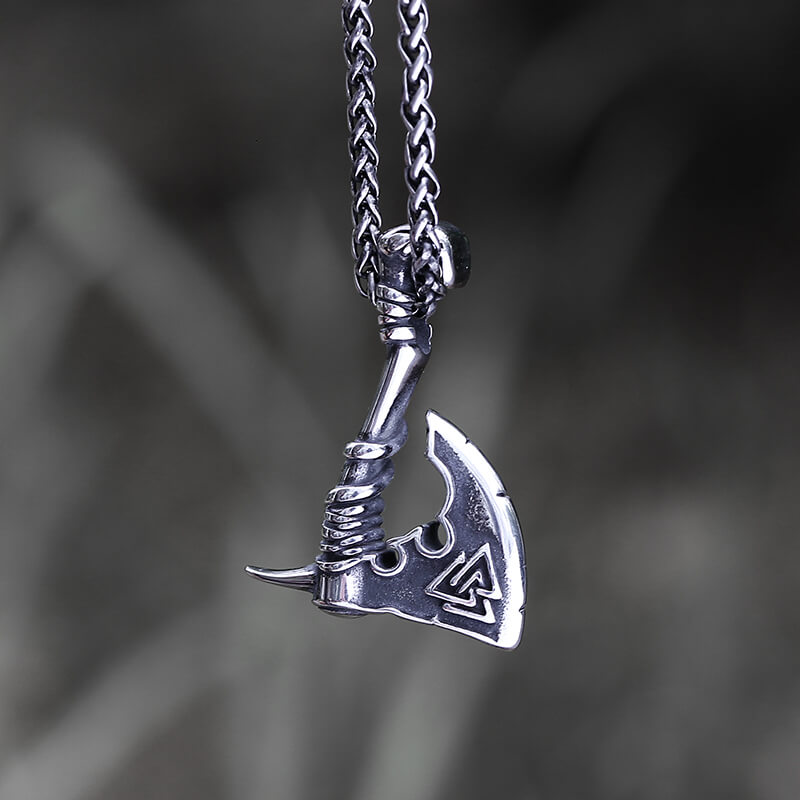 Valknut Symbol Axe Stainless Steel Viking Pendant