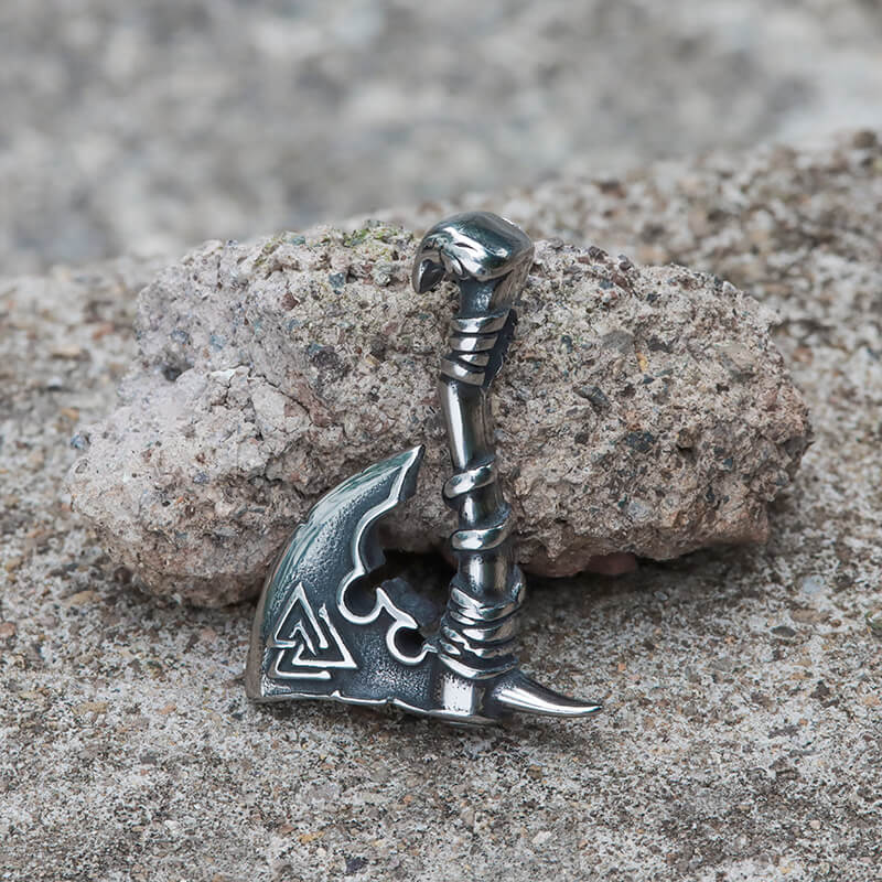 Valknut Symbol Axe Stainless Steel Viking Pendant | Gthic.com